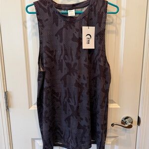 ZYIA Black Camo Patterned Muscle Tee